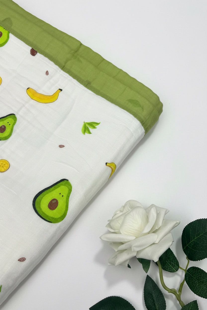 Avocado Munch Full-Size – 6-Layer Organic Cotton Muslin Blanket