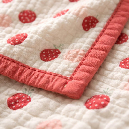 Strawberry Mania Full-Size – 6 Layer Organic Muslin Blanket