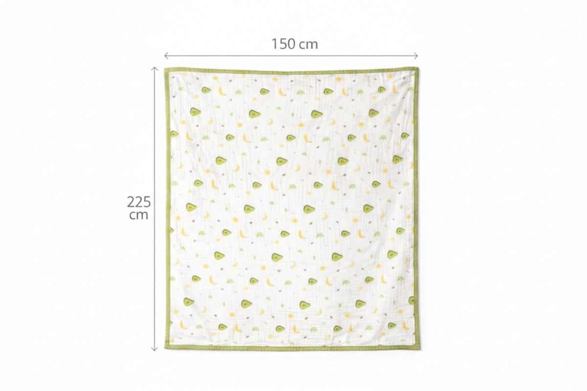 Avocado Munch Full-Size – 6-Layer Organic Cotton Muslin Blanket