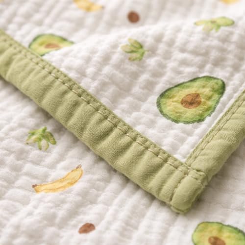 Avocado Munch Full-Size – 6-Layer Organic Cotton Muslin Blanket