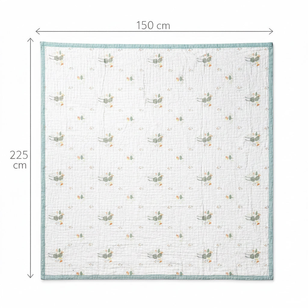 Rabbit Mania Full-Size – 6 Layer Organic Muslin Blanket