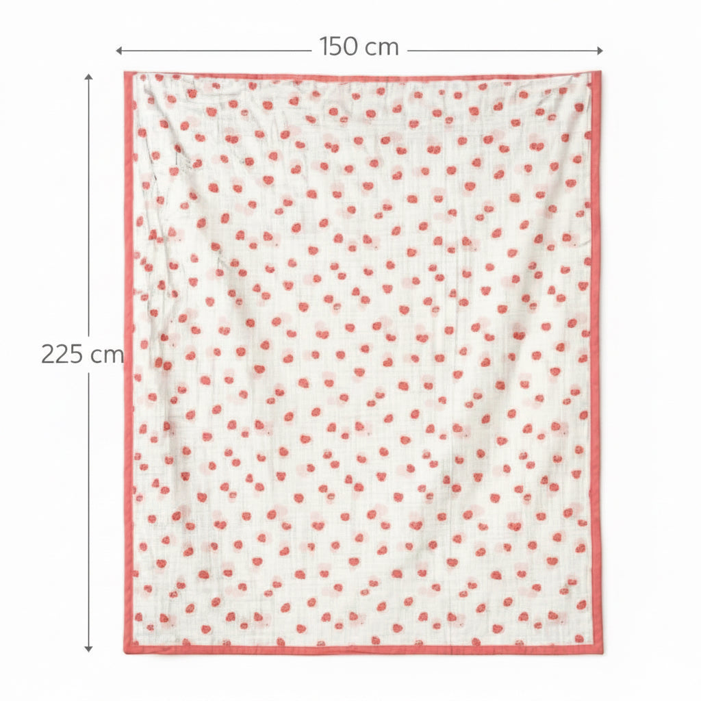 Strawberry Mania Full-Size – 6 Layer Organic Muslin Blanket