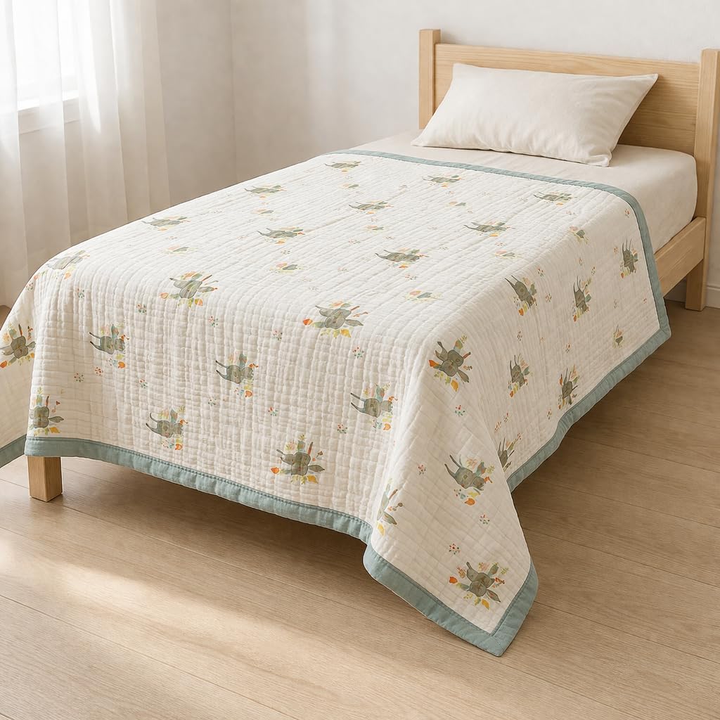Rabbit Mania Full-Size – 6 Layer Organic Muslin Blanket